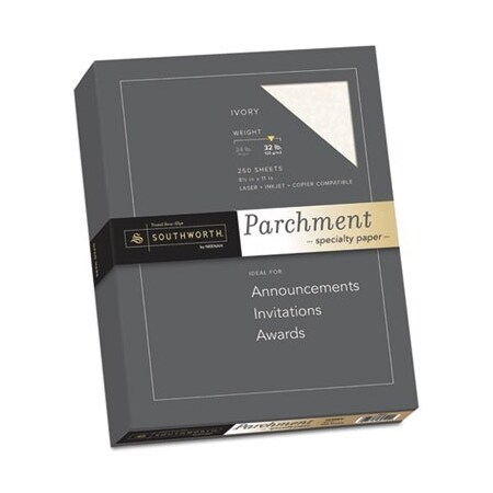 Southworth Southworth, PARCHMENT SPECIALTY PAPER, 32 LB, 8.5 X 11, IVORY, 250PK J988C